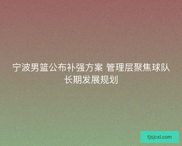 宁波男篮公布补强方案 管理层聚焦球队长期发展规划 宁波男篮公布补强方案 管理层聚焦球队长期发展规划