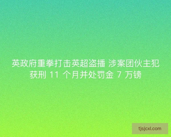 英政府重拳打击英超盗播 涉案团伙主犯获刑 11 个月并处罚金 7 万镑